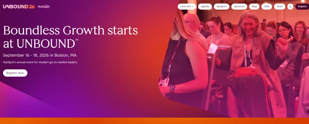 Banneret på nettstedet til HubSpot-arrangementet UNBOUND 26