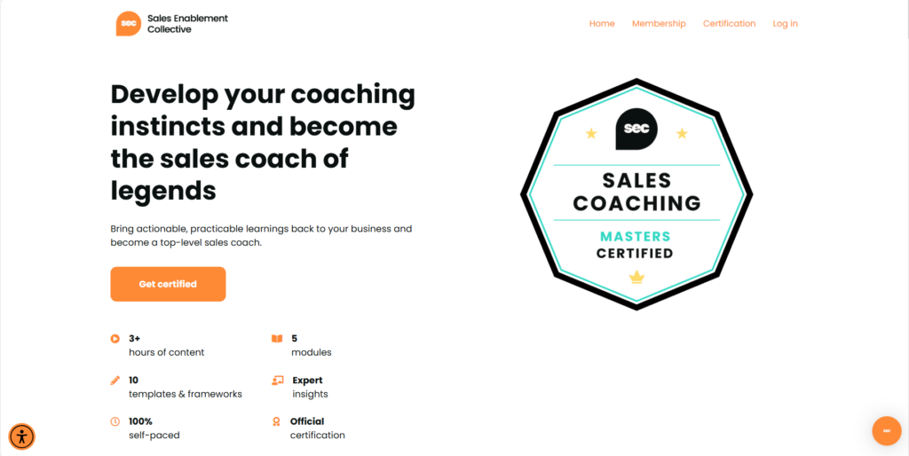 Zrzut ekranu certyfikowanego kursu mistrzowskiego coachingu sprzedaży