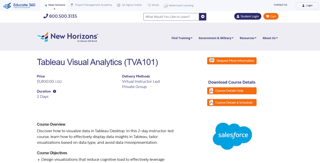 Tableaun visuaalinen analytiikka (TVA101) -kurssin kuvakaappaus